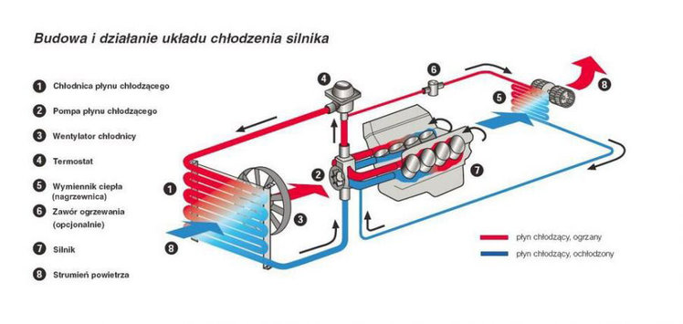Układy chłodzenia w tłokowych silnikach spalinowych